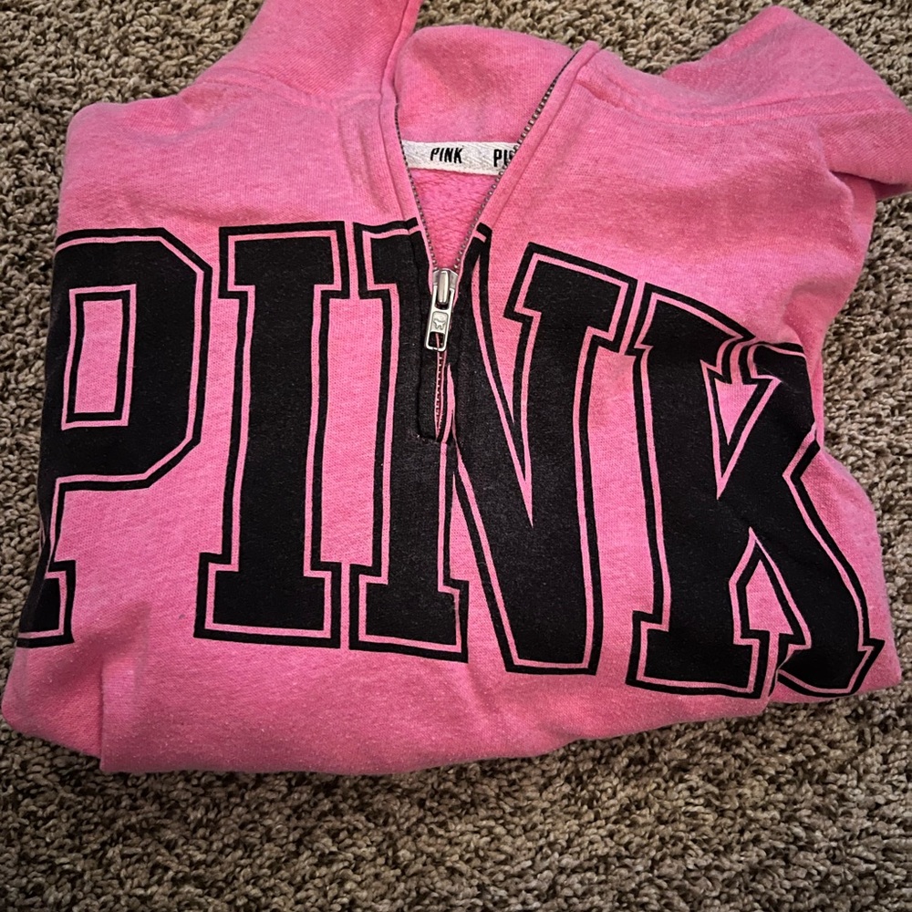 Bright pink Victoria’s secret PINK quarter zip